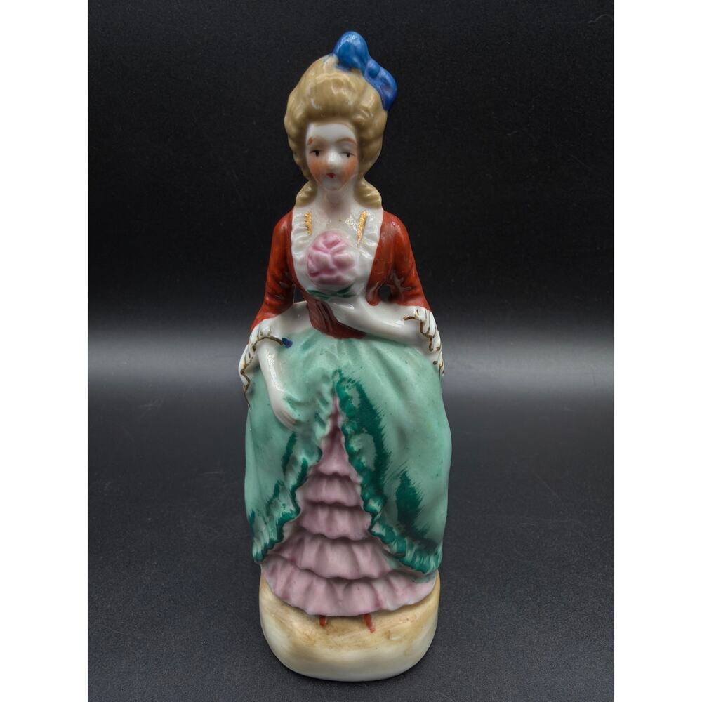 Vintage Occupied Japan Lady Figurine Porcelain Colonial Victorian Woman 6”